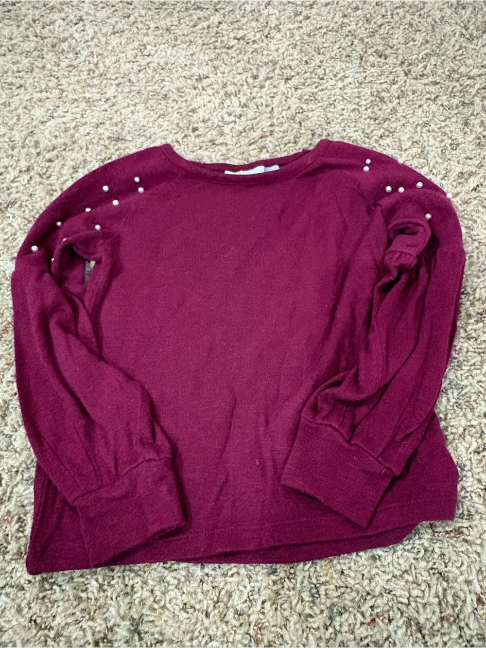 The Children's Place Burgundy Pearl Shoulder Knit Sweater